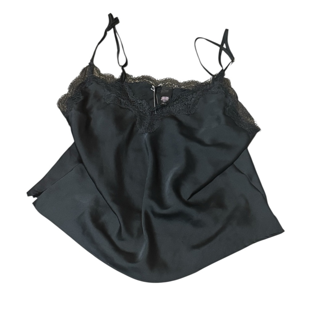 Victoria's Secret Black Satin Lace Camisole Size Medium